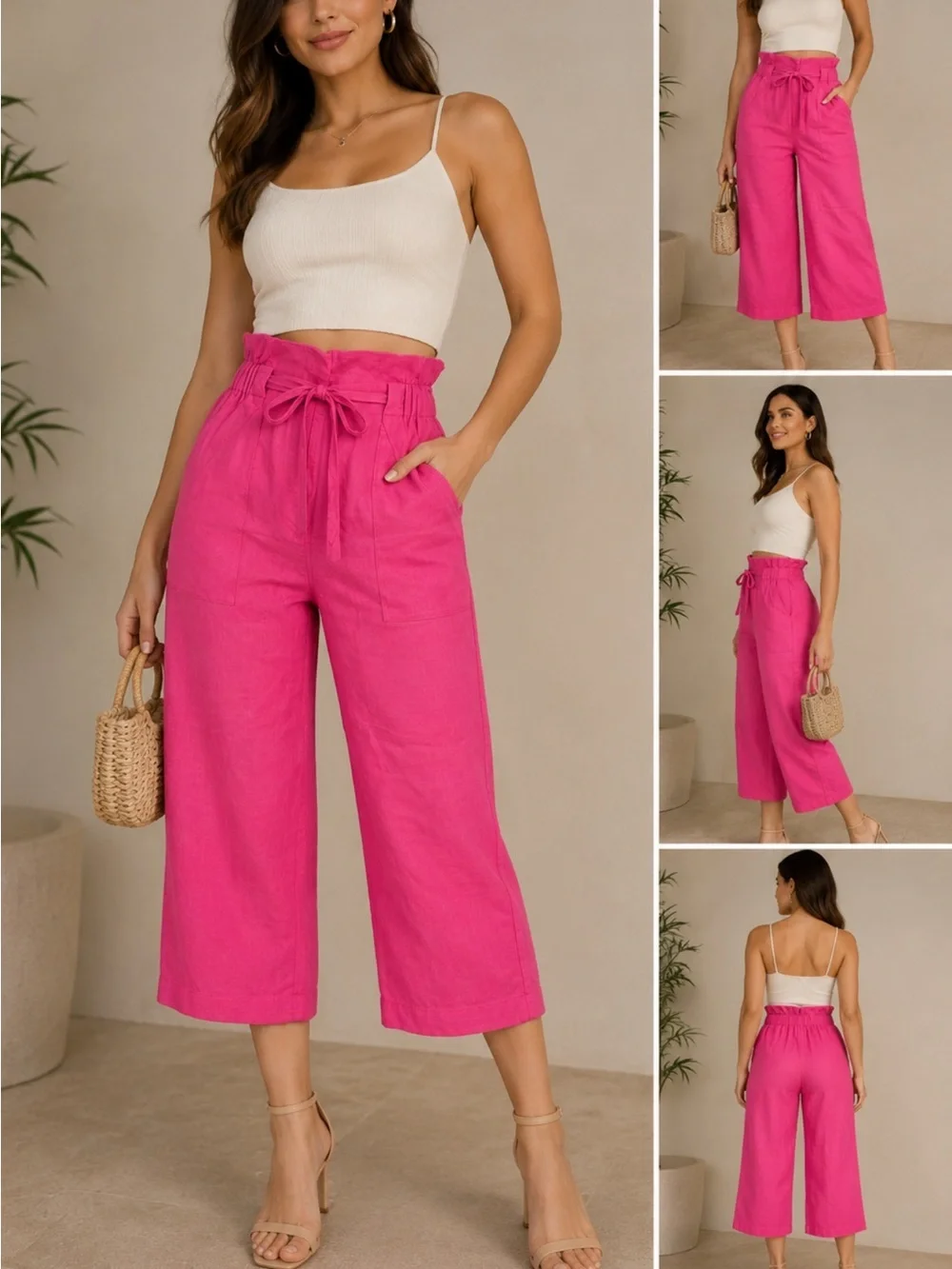 SÈZANE Women’s Pink Wide Leg Trousers